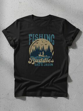 Fishing Buddies Dad & Kid Vintage Graphic Tee | Father's Day Gift